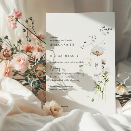 Boho Whimsical Floral Wedding Einladung - elegant