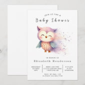 Boho Whimsical Owl Baby Dusche Einladung (Vorne/Hinten)