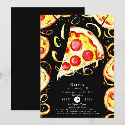 Boho Whimsical Pizza Birthday Einladung (Vorne/Hinten)