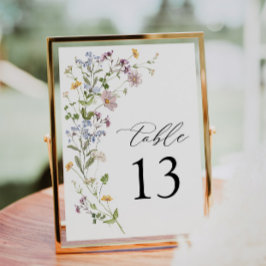 Boho Whimsical Wildblume Wedding Tischnummer