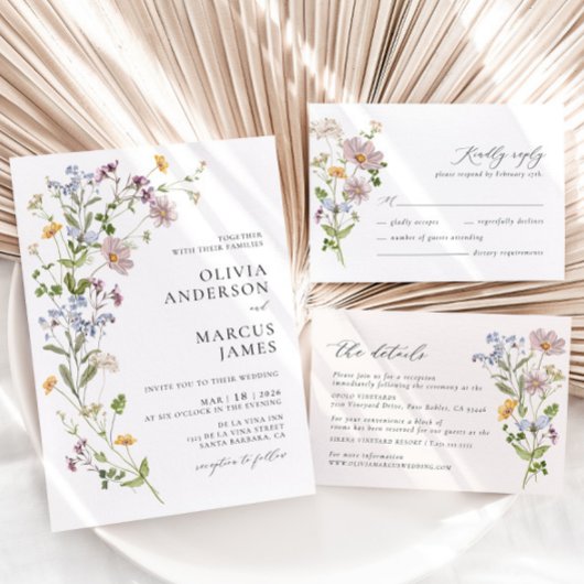 Boho Whimsical Wildblume Wedding Tischnummer
