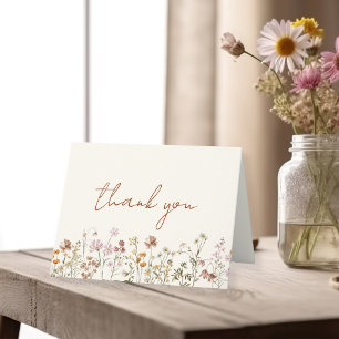 Boho-Whimsical-Wildblumen-Brautparty Dankeskarte