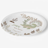 Boho whimsisical Dinosaurier oh Babydusche Pappteller (Schrägansicht)