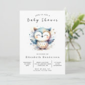 Boho Whimsy Owl Babydusche Einladung (Stehend Vorderseite)