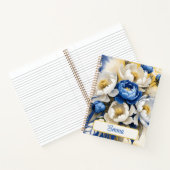 Boho White and Blue Peony Floral Spiral Notizblock (Innenseite)