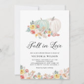 Boho White and Blue Pumpkin Fall Brautparty Einladung (Vorderseite)