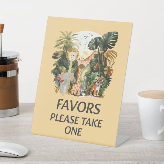 Boho White Beige Jungle Animals Favorit Table Sockelschild (In SItu)