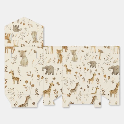 Boho White Beige Jungle Animals Geschenkschachtel (Ungefaltet)
