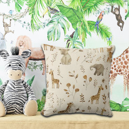 Boho White Beige Jungle Animals Kissen