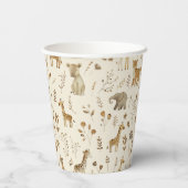 Boho White Beige Jungle Animals Pappbecher (Rückseite)