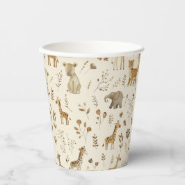 Boho White Beige Jungle Animals Pappbecher