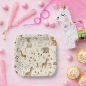 Boho White Beige Jungle Animals Pappteller (Party)