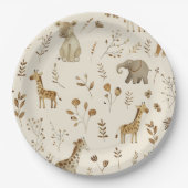 Boho White Beige Jungle Animals Pappteller (Vorderseite)