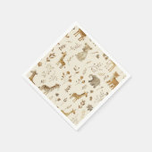 Boho White Beige Jungle Animals Serviette (Ecke)