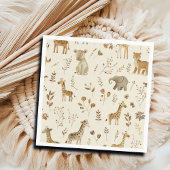 Boho White Beige Jungle Animals Serviette