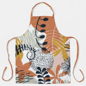 Boho White, Brown und Navy-Blätter Schürze (Vorderseite)