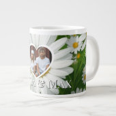 Boho White Daisies Template Jumbo-Tasse (Vorderseite Rechts)