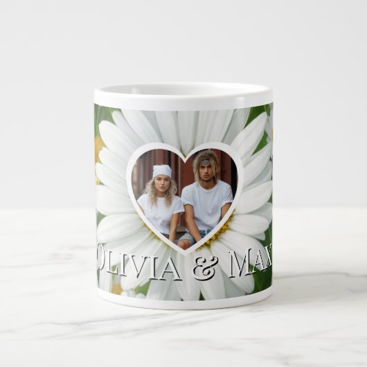 Boho White Daisies Template Jumbo-Tasse (Vorderseite)