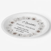 Boho White Floral Brautparty Pappteller (Schrägansicht)