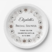 Boho White Floral Brautparty Pappteller (Vorderseite)