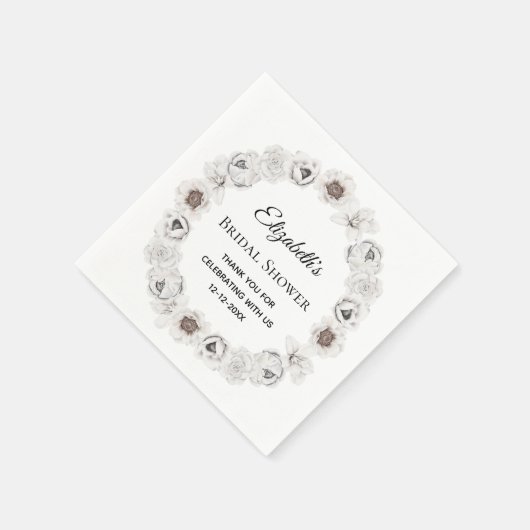 Boho White Floral Brautparty Serviette (Ecke)