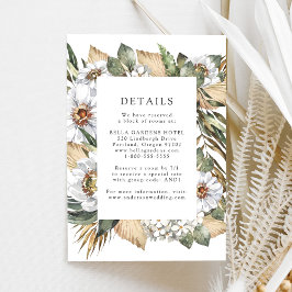 Boho White Floral & Greenerity Hochzeit Details Begleitkarte