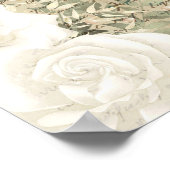 Boho White Floral Greenerity Script Lettering Gold Poster (Ecke)