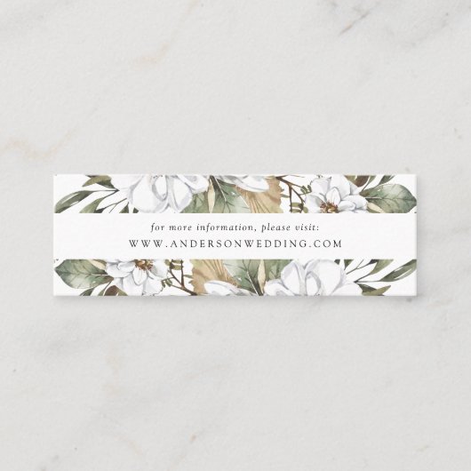 Boho White Floral & Greenerity Website Cards Mini Visitenkarte (Vorderseite)
