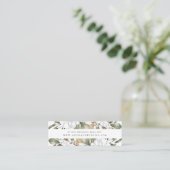 Boho White Floral & Greenerity Website Cards Mini Visitenkarte (Stehend Vorderseite)