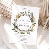 Boho White Floral & Greenerity Wedding Einladung