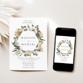 Boho White Floral & Greenerity Wedding Einladung