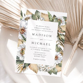 Boho White Floral & Greenerity Wedding Einladung