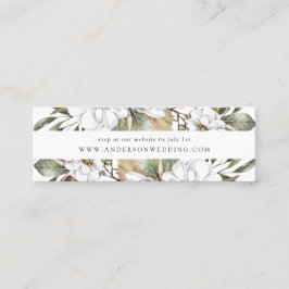 Boho White Floral Greenerity Wedding RSVP Cards Mini Visitenkarte