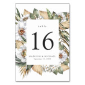 Boho White Floral & Greenerity Wedding Tischnummer (Vorderseite)