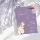 Boho White Floral Lavender Lila Brautparty Einladung