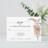 Boho White Floral Pampas Grass Tropical Palm UAWG RSVP Karte (Stehend Vorderseite)