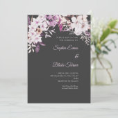 Boho White Floral Winter Shadow Gray Wedding Einladung (Stehend Vorderseite)