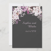 Boho White Floral Winter Shadow Gray Wedding Einladung (Rückseite)
