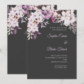Boho White Floral Winter Shadow Gray Wedding Einladung (Vorne/Hinten)