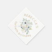 Boho White Florals Eukalyptus 40. Geburtstag Serviette (Ecke)