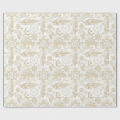 Boho White Gold Floral Feathers Dreamcatcher Geschenkpapier (Flach)