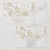 Boho White Gold Floral Feathers Dreamcatcher Visitenkarte (Vorne/Hinten)