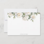 Boho White Ivory Rose Blumengrün Hochzeit RSVP Karte (Rückseite)