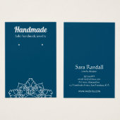 Boho White Mandala Dark Aquamarin Earring Display (Vorne & Hinten)