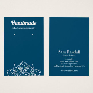 Boho White Mandala Dark Aquamarin Earring Display