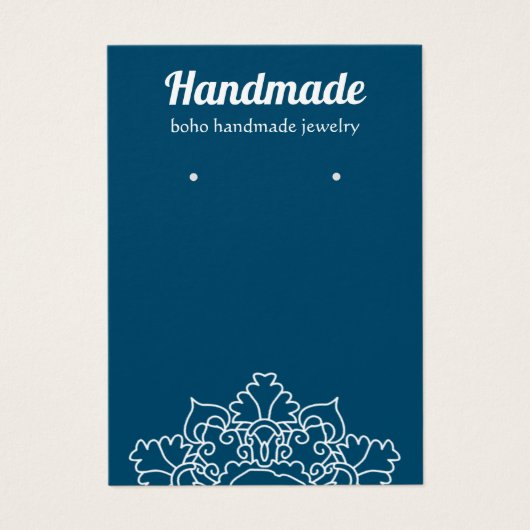 Boho White Mandala Dark Aquamarin Earring Display (Vorderseite)