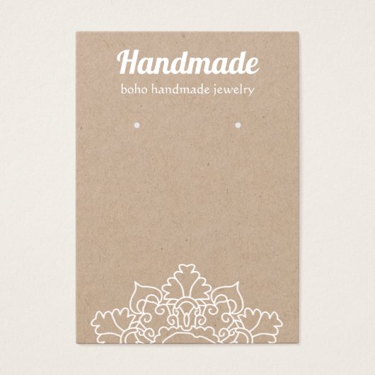 Boho White Mandala Rustic Kraft Earring Display (Vorderseite)