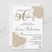 Boho White Modern Leaf Alle Alten Geburtstag Einladung (Vorderseite)