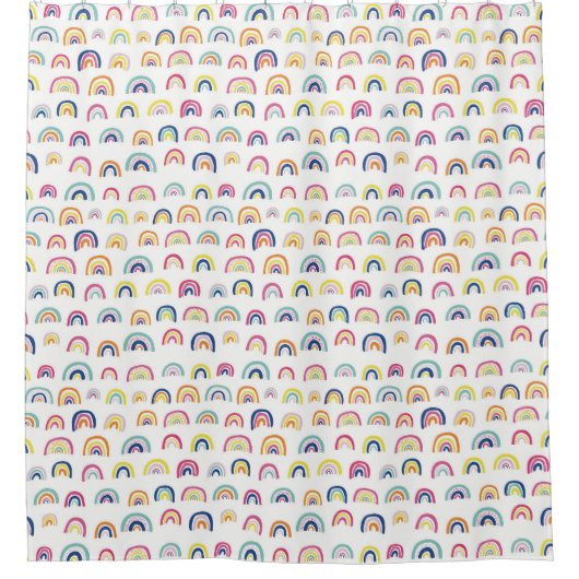 Boho White Multi Rainbow Duschvorhang (Vorderseite)