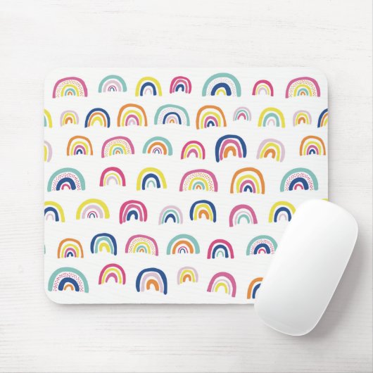 Boho White Multi Rainbow Mousepad (Mit Mouse)